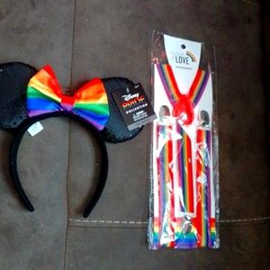 Disney pride collection headband and season of Love suspenders